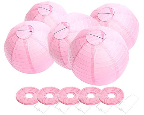 FullBerg 20er Papier Laterne Rosa Lampions Ø 25cm 10 rund Ballform Lampenschirm für Hochtzeit Kirche Garten Party Dekoration Papierlaterner Papierlampen