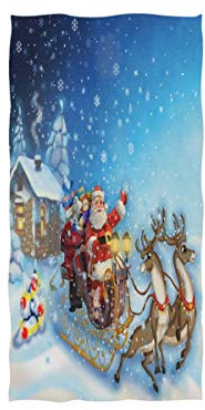 Mnsruu Handtuch mit Weihnachtsmann-Motiv, Rentier, Winter, Schneeflocke, weich, für Bad, Hotel, Spa, Fitnessstudio, Sport, 76 x 38 cm