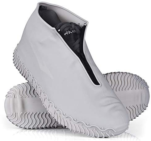 JUDA Wasserdicht Schuhüberzieher, Wiederverwendbare Rutschfeste Überschuhe, Für Regen, Schneetag, Wüstenstrand, Schlammige Straßen (XL (43-47), Grau)