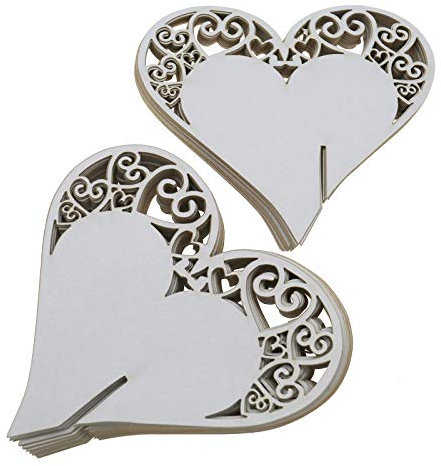 Create idea Pack of 50 Lasercut White Love Heart Table Name Place Card Wine Glass Cup Wedding Decor