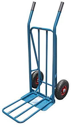 Ferrestock FSKCAR003 Carretilla de almacén profesional fabricada en acero con refuerzo doble, pala abatible, hasta 250kg de carga y ruedas neumáticas con llanta metálica