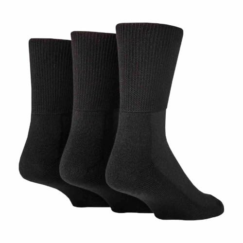 IOMI Footnurse - 3 Pack Unisex Extra Wide Bamboo Diabetic Socks | 4 Sizes | For Swollen Feet & Legs | Smooth Toe Seam | Cushioned Foot (UK, Numeric, 4, 8, Regular, Regular, Black)