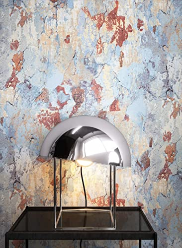Newroom Vliestapete Blau Betonoptik Tapete Industrial Wohnzimmer | Verwitterter Sichtbeton-Look in Hellblau und Hellgrau, raue Putzstruktur mit Rissen, Betontapete für Loft und Büro