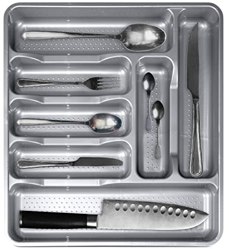 TIENDA EURASIA® Organizador de Cubiertos de Plástico - Diseño Sencillo y Funcional (Antracita, 7D - 42,5 x 39 x 4,5cm)