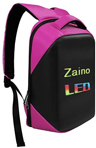 GRACETOP Zaino A LED Bluetooth Impermeabile, Display A LED Intelligente Programmabile, Graffiti fai da te e Controllo App, Zaino per Laptop da 14 Pollici multifunzionale e di grande capacità(Rosa)