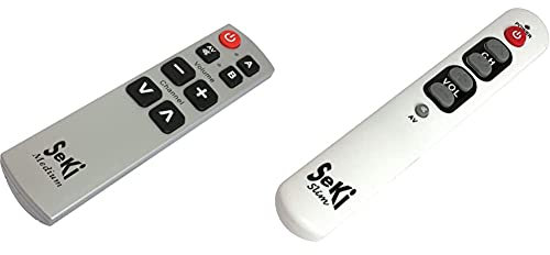 Seki Medium lernfähige Universal-Fernbedienung Silber & Slim Weiss lernfähige Universal-Fernbedienung mit großen Tasten - für Senioren + Kinder