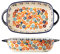 Bicuzat Colorful Cherry Blossom Flowers Vintage Style Ceramic Bakeware Dish Casserole Dish Baking Pan Lasagna Pans with Handles for Oven/Cooking/Kitchen, 1 PCS, 60 oz