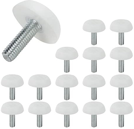 Wealrit Lot de 16 niveleurs de meubles filetés blancs à visser réglables pour meubles, pieds de table, chaise