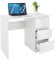 ML-Design Schreibtisch mit 3 Schubladen, 90x76x50 cm, Weiß, Schubladenfronten in Hochglanz, viel Stauraum, Arbeitstisch Bürotisch Computertisch Büromöbel Laptoptisch PC Tisch, für Heim und Büro