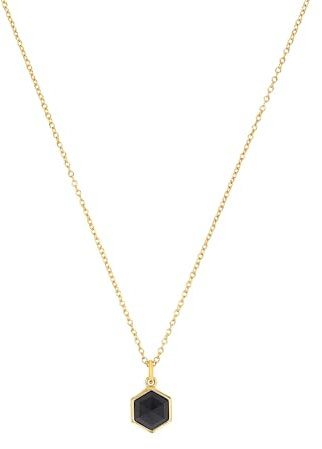 s.Oliver Kette mit Anhänger 925 Sterling Silber Damen Halsschmuck, mit Zirkonia synth, 42+3 cm, Schwarz, Hexagon, Kommt in Schmuck Geschenk Box, 2034894