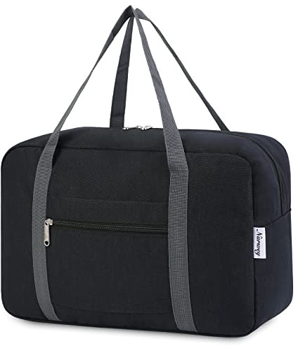 for Ryanair Airlines Cabin Bag 40x20x25 Underseat Foldable Travel Duffel Bag Holdall Tote Carry on Hand Luggage Overnight for Women and Men 20L (Black)