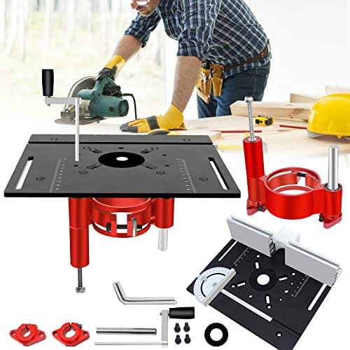 Router Ascensore, Tavolo Per Router Con Set 3 Piastre Inserti Router Tavolo Per Router Sistema Sollevamento Preciso Per Router Tavolo Inserti Router Supporto Base Sollevamento Massimo 47mm Nero