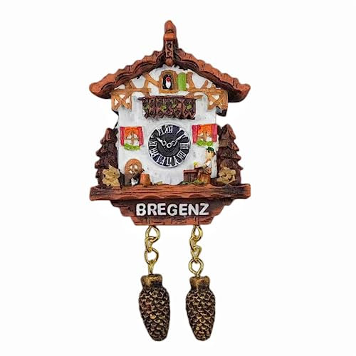 DeeboW Kühlschrankmagnete, Whiteboard-Magnete, Bregenz, Österreich, Kuckucksuhr, Kühlschrankmagnet, Reise-Souvenir, Geschenk, 3D-Kühlschrankdekoration, magnetischer Aufkleber
