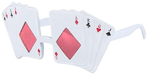 Zeizafa Poker Brille Kinder Erwachsene Königin Asse König Sonnenbrille für Geburtstag Party Casinos Nacht Spielkarte Thema Dekor Versorgung
