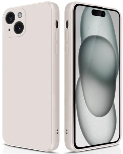 GiiYoon Case Compatible with iPhone 15 Plus, Silky-Soft Touch Full-Body Protective Phone Silicone Case, Shockproof Cover with Microfiber Lining, off white