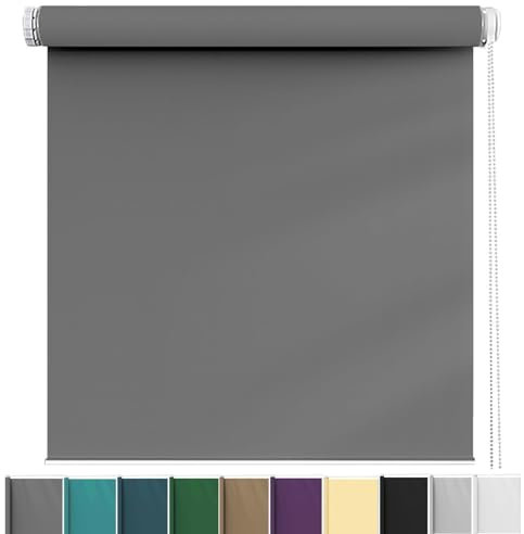 Window Blind 75 x 140 cm Thermal Insulated UV Protection, Adjustable Blackout Blind Durable Fittings Easy Fit for Any Window, Loft, Dark Grey