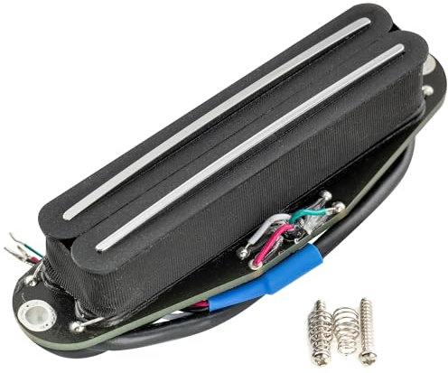 Musiclily Pro ST-DPMC Keramik Rail Blade Humbucker Tonabnehmer im Single Coil Format Alle Positionen Pickup Medium Output 9,2K für Strat Style E-Gitarre, Schwarz Korpus Chrom Rail