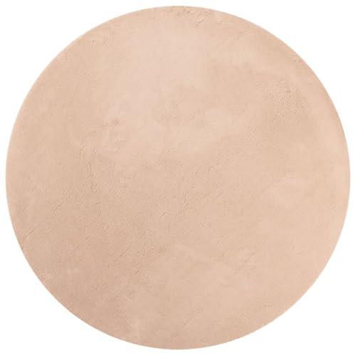 vidaXL Teppich HUARTE Kurzflor Weich und Waschbar Blassrosa Ø 100 cm
