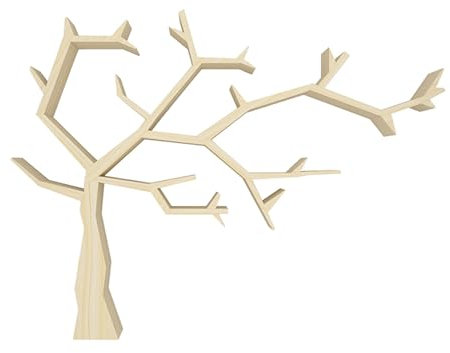 YJLYQF Wall Tree Bookshelf, Floating Vertical Bookcase for CDs/Movies/Books, Open Book Storage Organizer for Bedroom Living Room Decor (Color : Wood a, Size : 137.8x7.9x110.2 in)