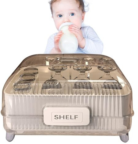 Soporte de secado de botellas, soporte de secado de botellas, soporte para secador de botellas | Escurridor de cubiertos con tapa, organizador de portabotellas de cocina,