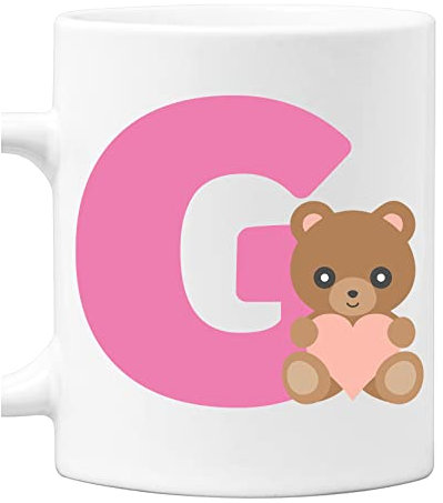 bubbleshirt Tazza Iniziale Lettera G Orsetto Rosa Idea Regalo divertente ceramica bianca Mug 11 Oz