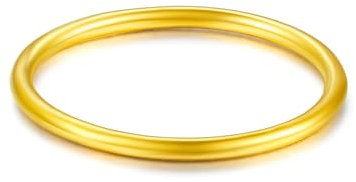 ZHOU LIU FU 24K Gold Ring Simple Unisex 999 Gold Ring mit Schmuckschatulle für Frauen Männer Paar Liebhaber Geburtstag Jubiläum (Größe: 46.5-61.9)