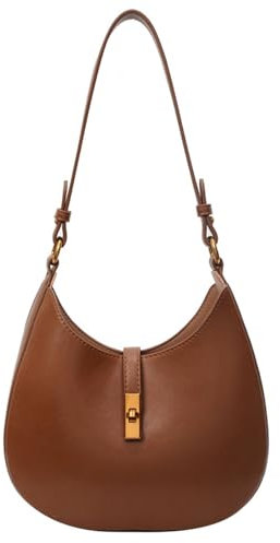 CXINLky Crossbody Bag Damen, Vintage Handtasche Schultertasche Y2K Half Moon Bag klein Hobo Bag Tasche Damen Umhängetasche-Braun