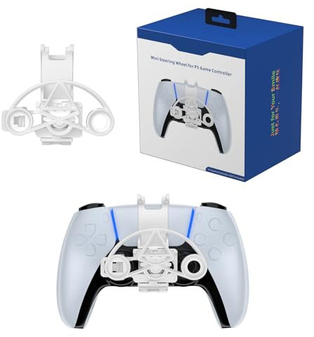 LiLiTok Mini-Lenkrad für PS5 Game Controller, 3D-Druck Mini-Lenkrad Ersatz Zubehör für Playstation 5 Gaming-Controller Zubehör (Weiß)