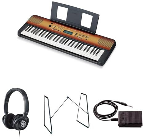 Yamaha Digital Keyboard PSR-E360MA, Maple - Entry-level digital keyboard bundled with HPH-150 Headphones, L-2C Keyboard Stand, and sustain Pedal