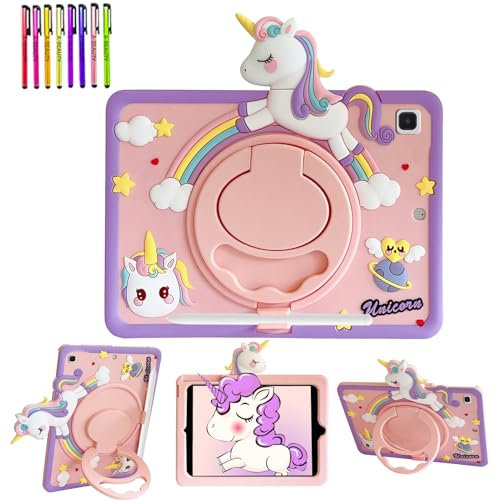 A-BEAUTY Funda Niños Compatible con Xiaomi Redmi Pad SE 11 Pulgadas 2023, con Soporte para Lápices, Soporte Giratorio de 360°, Unicornio