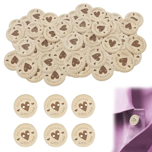 Wooden Buttons 25mm 25mm Handmade Round Buttons for Sewing 50PCS | For Sewing, For Baby Cardigans, Knitting and Crafting, Stocking DIY Handmade Gifts Decor