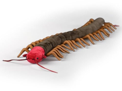 PuffPurrs Lebensechtes Hundertfüßer Plüschtier, Realistisches Insekt Kuscheltier, Wissenschaftliches Thema, 60 cm