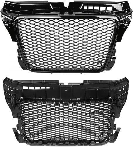 DXQxue Parachoques Delantero Rejilla Central para Audi A3/S3 8p 2013, Parrilla del Parachoques Delantero Negro Brillante