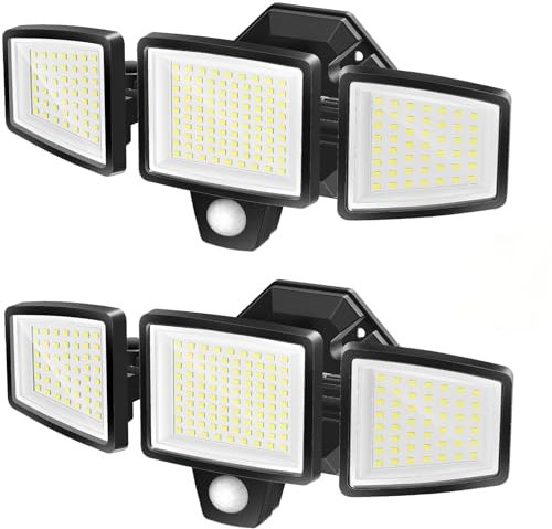 (2PCS)Led Strahler mit Bewegungsmelder Außen, 18W 2000LM Superhell LED Außenlampe mit Fernbedienung, 5000K Kaltweiß Scheinwerfer mit 5 Leuchtmodi, Wasserdicht Fluter Flutlicht für Garage Hof Garten