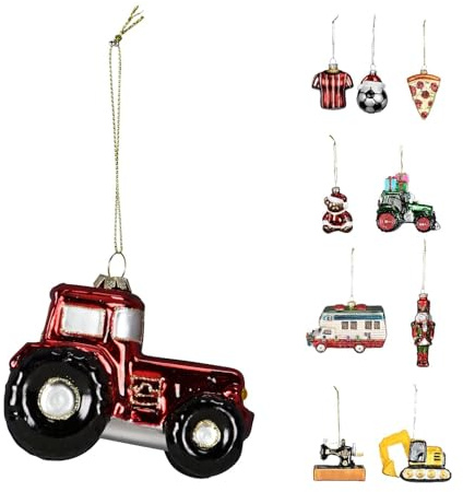NETPROSHOP Weihnachtsbaumanhänger Weihnachtsdeko Weihnachtsschmuck 1 Stück Höhe 8-10 cm, Farbe:Traktor rot