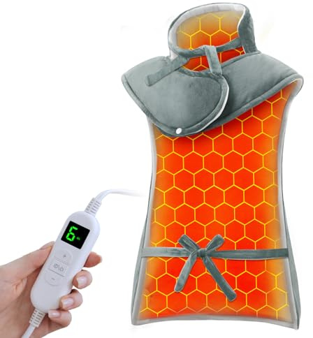 Ultralent Heizkissen für Rücken Schulter Nacken 60 * 108cm Wärmekissen mit Abschaltautomatik,Schnelle Erwärmung Rückenwärmer Heizdecke 6 Heizstufen,Auto-OFF-Timer, Maschinenwaschbar