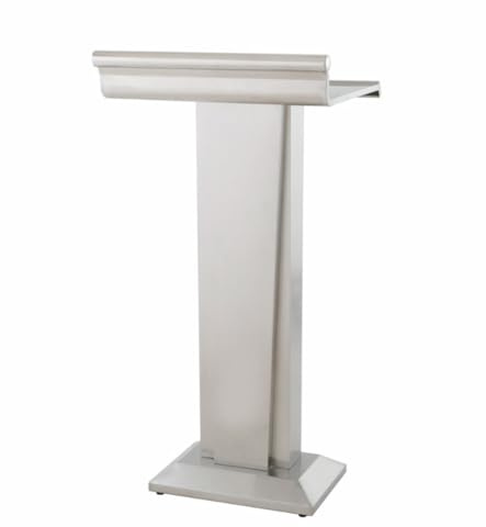 AMYSTY Stehpult Rednerpult Edelstahl-Podiumsständer, Rednerpulte, Bandbreite, Lesetisch, Kanzeln Für Kirchen, Schulseminare, Podien Schulen Heime(Silver)