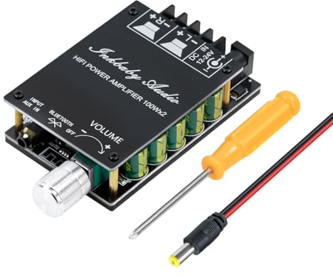 Hosyond Bluetooth 5.0 Verstärkerplatine TPA3116D2 100W+100W Stereo Zweikanal Mini-Audio-Verstärker Amplifier, Audio-Empfänger für Heim-DIY-Lautsprecher