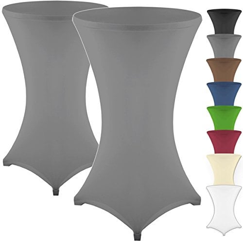 Gräfenstayn 2er-Set Stretch Stehtischhusse Diana mit Öko-Tex Siegel, Verstärkung im Fußbereich, in vielen Farben und Größen Ø60-65cm / Ø70-75cm / Ø80-85cm (Anthrazit, Ø60-65cm)