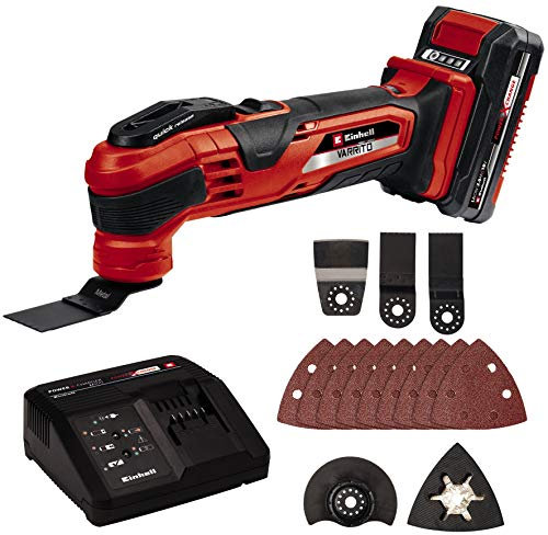 Einhell VARRITO Cordless Multifunction Tool (1x2.0 Ah) Power-X-Change (18V - with Power X-Change 2.0 Ah Battery and 30 min Fast Charger)