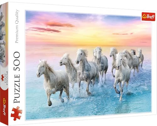 Trefl 916 37289 Weiße Pferde im Galopp EA 500 Teile, Premium Quality, für Erwachsene und Kinder ab 10 Jahren 500pcs Galloping Horses, Coloured