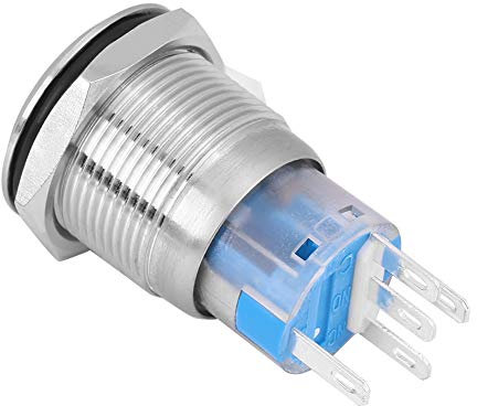 Botón de arranque del motor del coche, Arrancador de encendido del interruptor de arranque del motor de 12 V LED para orificio de montaje de 19 mm(Plata)