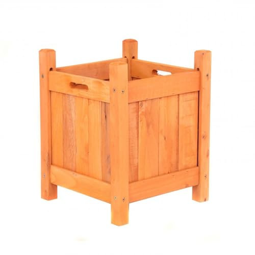 Oypla Garden Wooden Square Flower Planter Ornamental Plant Pot