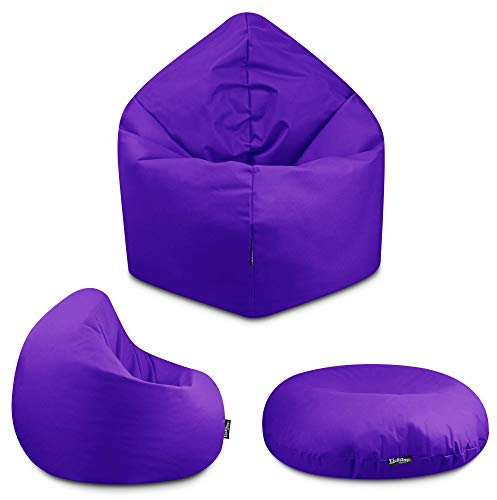 BuBiBag - 2in1 Sitzsack Bodenkissen - Outdoor Sitzsäcke Indoor Beanbag in 32 Farben und 3 Größen - Sitzkissen für Kinder und Erwachsene (100 cm Durchmesser, Lila)