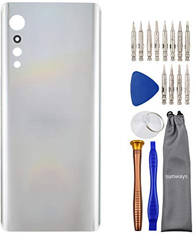 Sunways Glasrückseite Akkudeckel mit vorgeschnittener Klebefolie für LG Velvet Velvet 5G UW Velvet 5G LM-G910EMW LMG910EMW LM-G900N LM-G900EM LM-G900V Aurora Silver