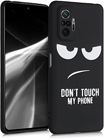 kwmobile Hülle kompatibel mit Xiaomi Redmi Note 10 Pro - Handyhülle Silikon Case - Don't Touch My Phone Weiß Schwarz