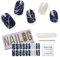 NAILOG Semi Cured Gel Nail Strips, Extra Long Nail Polish Strips (20 Pieces), Long Lasting Semi Cured Nail Stickers with Soft Glossy Gel Finish, Stormy Night