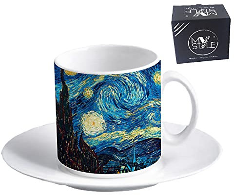 My Custom Style tazzina Espresso+piattino#Arte-Notte Stellata Van Gogh#60x57mm