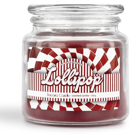 Bacana Candle - Duftkerze im Glas - Duftkerze im Glasgefäß mit Deckel - Originelle Kerze als Geschenk - 560 Gramm, 80-110 Stunden Brenndauer - Lollipop