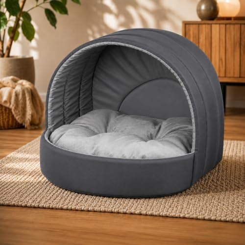 Best For Pets – Haustierbett 50x46 cm | Hundebett & Hundehütte für kleine Hunde | Waschbare Hundehöhle & Indoor geeignet | Katzenbett mit PVC-Bezug, gesteppter Innenseite & abnehmbarem Kissen